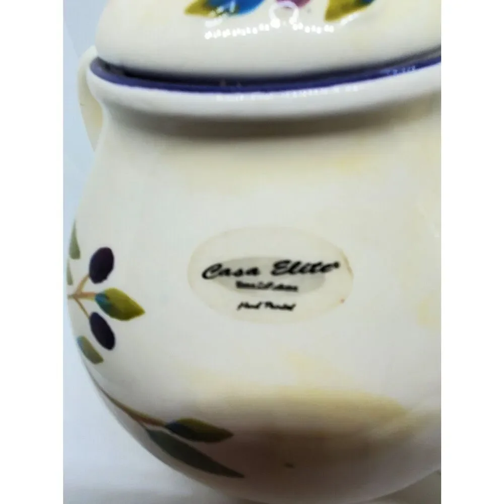 Vintage Casa Elite Olives Leaves Teapot Olive Dei Calli Romani Italian Cottage